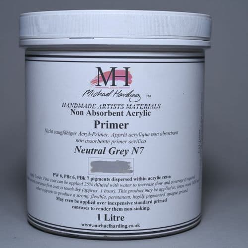 Neutral Grey Non-Absorbent Acrylic Primer. Michael Harding Oil Paint Primer, 1lt jar. 5% off.