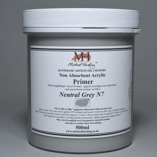 Neutral Grey Non-Absorbent Acrylic Primer. Michael Harding Oil Paint Primer, 500ml jar. 5% off.