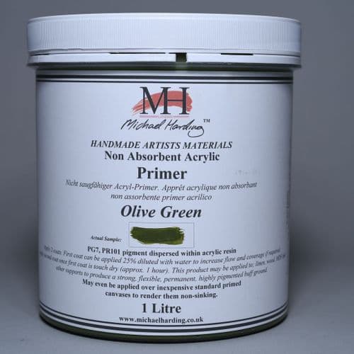 Olive Green Non-Absorbent Acrylic Primer. Michael Harding Oil Paint Primer, 1lt jar. 5% off.