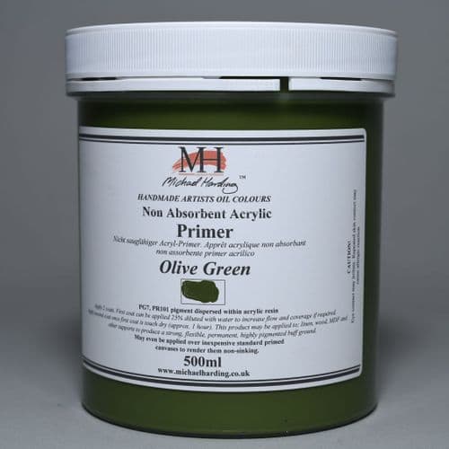 Olive Green Non-Absorbent Acrylic Primer. Michael Harding Oil Paint Primer, 500ml jar. 5% off.