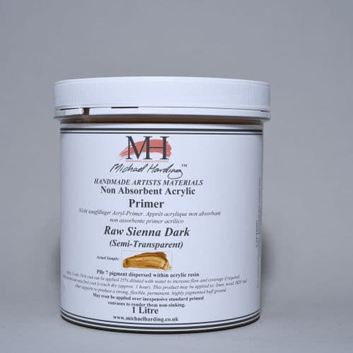 Raw Sienna Dark Non-Absorbent Acrylic Primer. Michael Harding Oil Paint Primer, 1lt jar. 5% off.