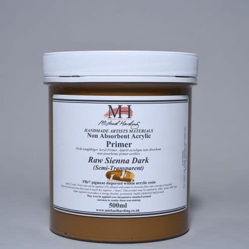 Raw Sienna Dark Non-Absorbent Acrylic Primer. Michael Harding Oil Paint Primer, 500ml jar. 5% off.