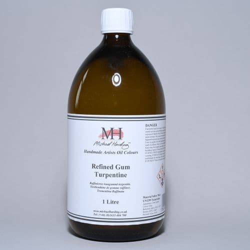 Refined Gum Turpentine. Michael Harding, 1lt Glass bottle. 5% off.