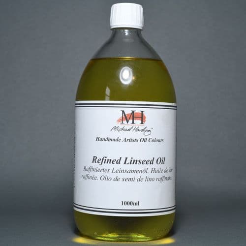Refined Linseed Oil, Michael Harding, 1lt bottle. 20% off (Discount applied at checkout).