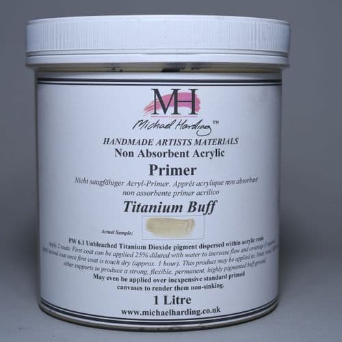 Titanium Buff Non-Absorbent Acrylic Primer. Michael Harding Oil Paint Primer, 1lt jar. 5% off.