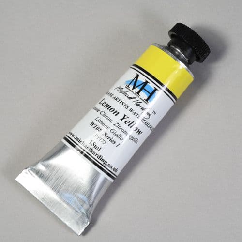 W108 Lemon Yellow. Michael Harding Artists Watercolour, 15ml tube. 5% off .