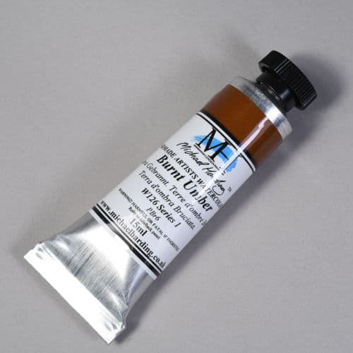 W126 Burnt Umber. Michael Harding Artists Watercolour, 15ml tube. 5% off .