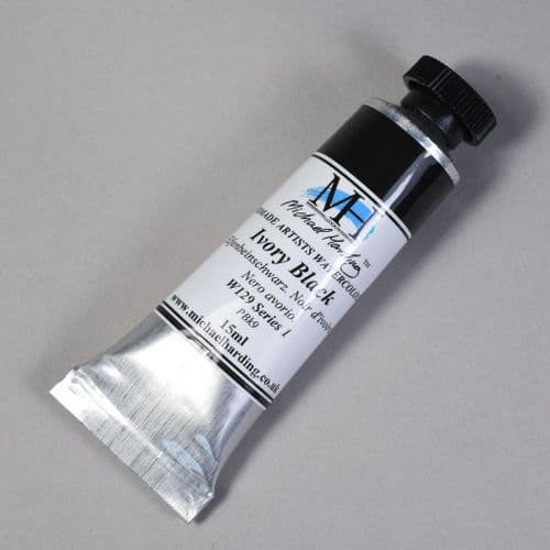 W129 Ivory Black. Michael Harding Artists Watercolour, 15ml tube. 5% off.