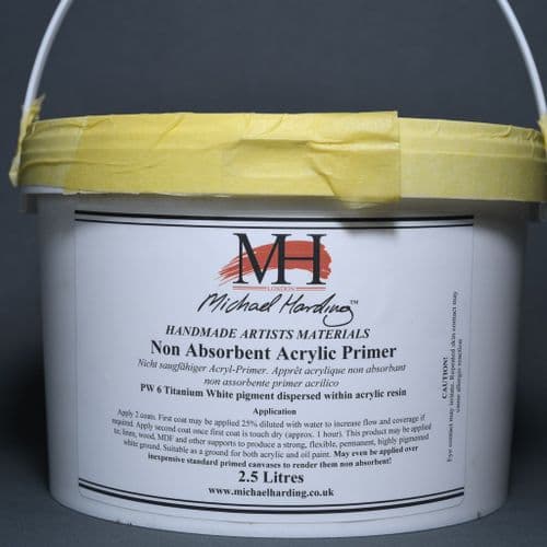 White Acrylic Primer. Michael Harding Oil Paint Primer, 2.5lt plastic container. 5% off