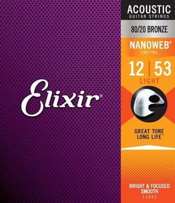 Elixir Acoustic 80/20 Bronze Strings - 12-53
