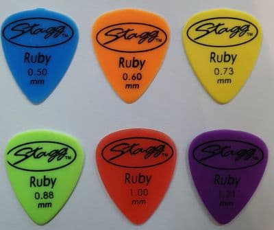 Stagg Ruby Plectrum Pack - Mixed Gauges
