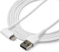 Apple lightning USB charge cable. Two metres in length with angled head in  BLACK