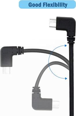 Apple lightning USB charge cable. Two metres in length with angled head in  BLACK