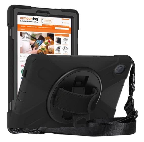 armourdog® rugged case for Lenovo Tab K10 tablet with hand/shoulder strap and kick stand