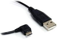Micro USB charge cable. 2metres in length with angled head in black