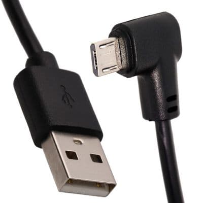 Micro USB charge cable. 2metres in length with angled head in black