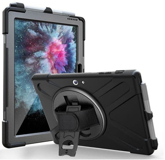 Microsoft Surface Go 1/2/3/4 rugged case with hand / shoulder strap & tempered screen protector