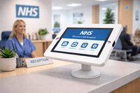 modloc® modular steel tablet security enclosure kiosk with desk mount