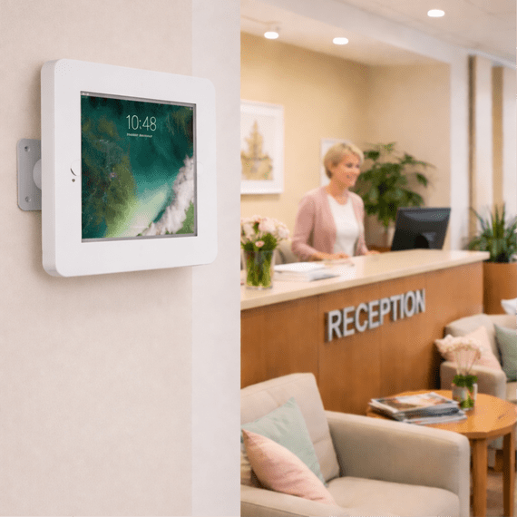 modloc® modular steel tablet security enclosure kiosk with Ultraflex wall mount