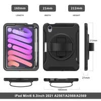 Rugged 360 grip case for the Apple iPad Mini 6 Incl. tempered glass screen and stylus holder
