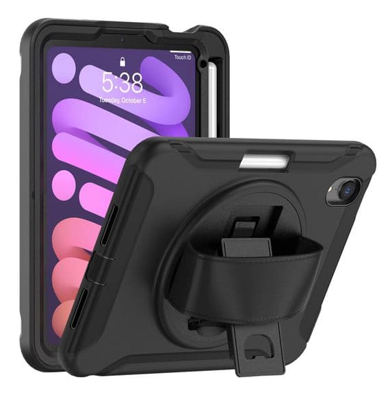 Rugged 360 grip case for the Apple iPad Mini 6 Incl. tempered glass screen and stylus holder