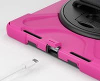 Rugged case for Apple 10.9 2022 iPad with hand and shoulder strap in pink