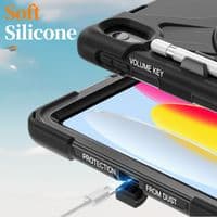 Rugged case for Apple 10.9 2022 iPad with hand & shoulder strap & glass screen protector
