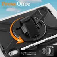 Rugged case for Apple 10.9 2022 iPad with hand & shoulder strap & glass screen protector