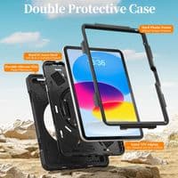 Rugged case for Apple 10.9 2022 iPad with hand & shoulder strap & glass screen protector