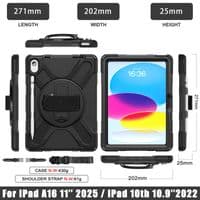 Rugged case for Apple 10.9 2022 iPad with hand & shoulder strap & glass screen protector