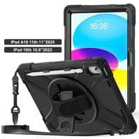 Rugged case for Apple 10.9 2022 iPad with hand & shoulder strap & glass screen protector
