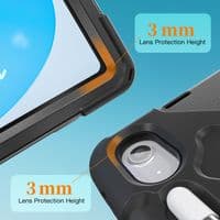 Rugged case for Apple 10.9 2022 iPad with hand & shoulder strap & glass screen protector