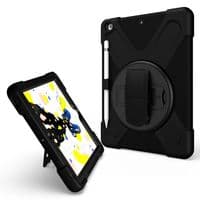 Rugged case for iPad 10.2 2018 with hand/shoulder strap, stand & glass screen protector
