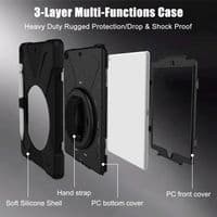 Rugged case for iPad 10.2 2018 with hand/shoulder strap, stand & glass screen protector