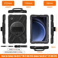 Rugged case for Samsung Tab A9 8.7 X110/115 with kick stand, hand and shoulder strap