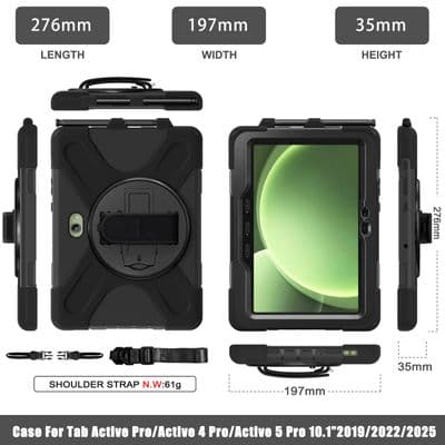 Rugged case for Samsung Tab Active5 Pro kick stand, hand & shoulder strap