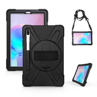 Rugged case for Samsung Tab S6 10.5 T860 with kick stand, hand and shoulder strap