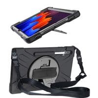 Rugged case for Samsung Tab S7, S8, S9 with kick stand, hand and shoulder strap