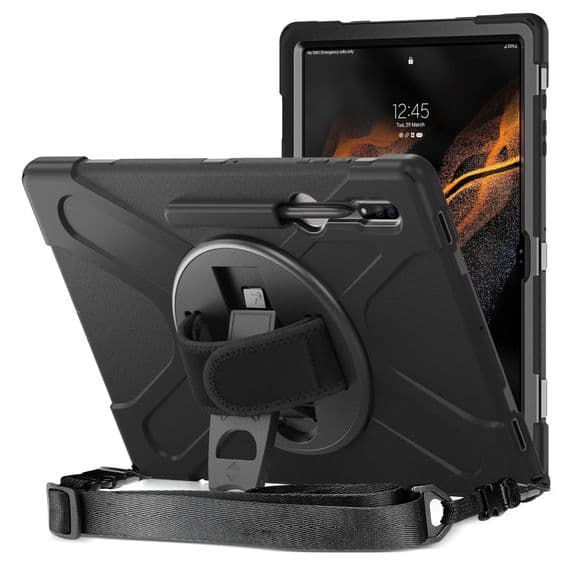 Rugged case for Samsung Tab S9 ULTRA 14.6, with kick stand, hand and shoulder strap