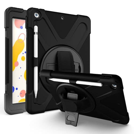 Rugged case for the iPad 10.5 (Air and Pro) with hand & shoulder strap and glass screen protector