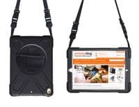 Rugged case for the iPad 2017 / 2018 9.7 hand & shoulder strap, kick stand & glass screen protector