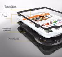 Rugged case for the iPad 2017 / 2018 9.7 hand & shoulder strap, kick stand & glass screen protector