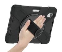 Rugged case for the iPad mini 6 with hand & shoulder strap, kick stand and glass screen protector
