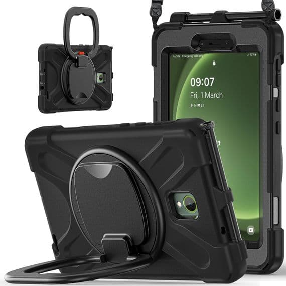 Rugged 'ring' case for Samsung Tab Active5 with kick stand, hand and shoulder strap