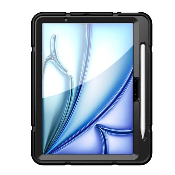 Slimline case for Apple iPad Air 11 (2024) with hand & shoulder strap & glass screen protector