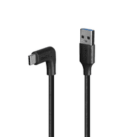USB Type-C charge cable. Three metres in length with angled head in black