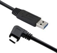 USB Type-C charge cable. Three metres in length with angled head in black