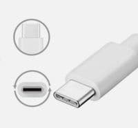 USB Type-C charge cable. Two metres in length with angled head in white
