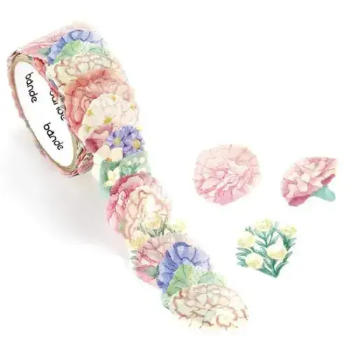 *Bande - Masking Roll Washi Stickers - Carnation Bouquet Pink