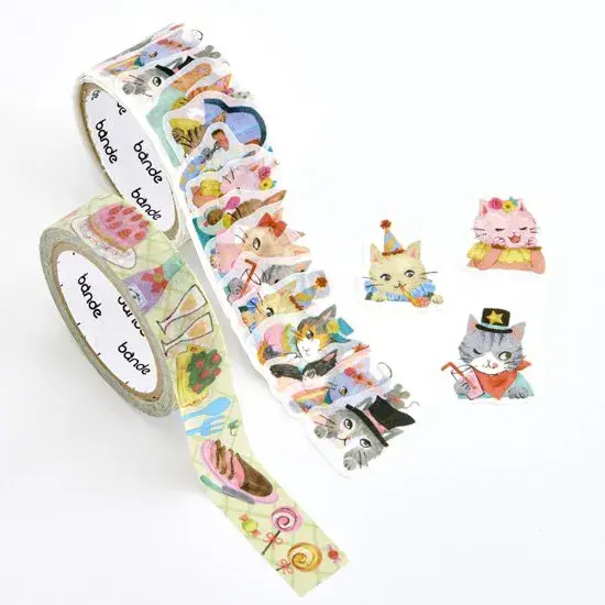 *Bande - Masking Roll Washi Stickers - Cat Party